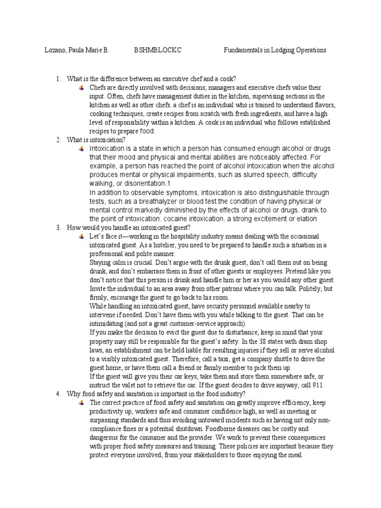 Food and Beverage Act PDF Alcohol Intoxication Food Safety