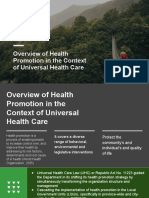 Overview of Health Promotion in The Context of Universal Health Care