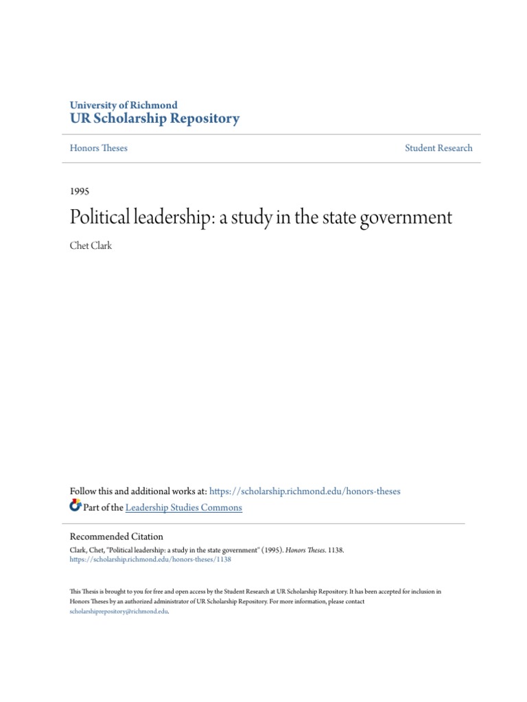 Political Leadership - A Study in The State Government PDF | PDF ...