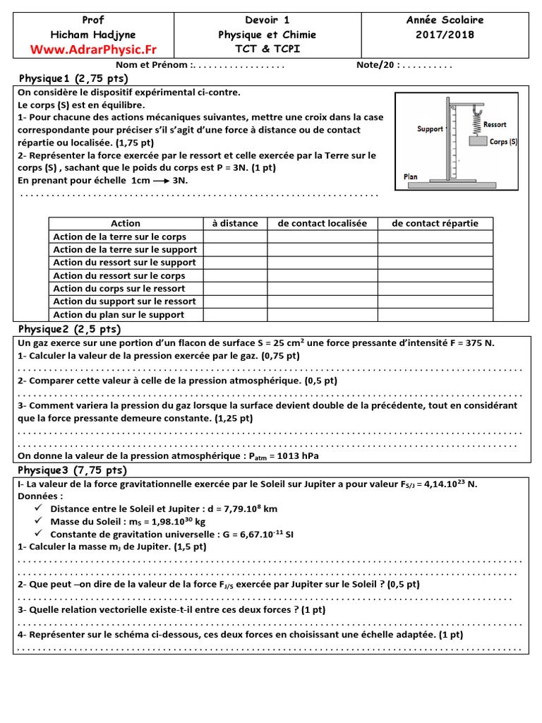 Devoir de Physique et Chimie TCT/TCPI | PDF | Chromatographie | Terre