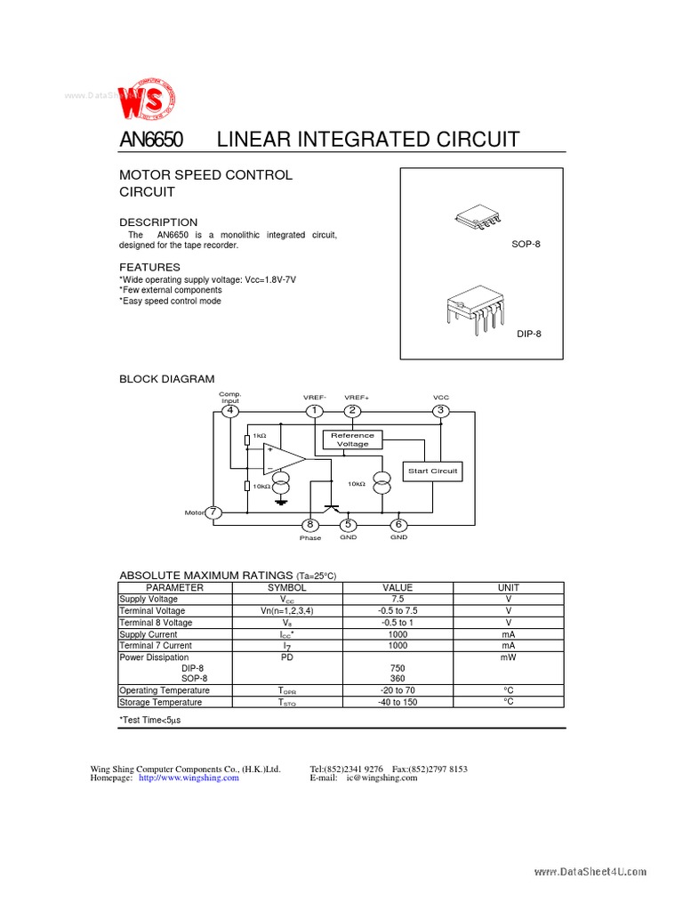 AN6650 کنترل دور موتور | PDF | Voltage | Electric Power