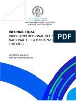 Informe Final: Dirección Regional Del Servicio Nacional de La Discapacidad de Los Ríos