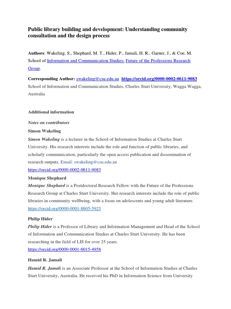 Public Library Building and Development - Understanding Community ...