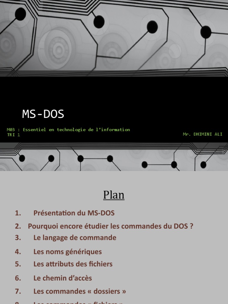 Commandes essentielles de MS-DOS | PDF | Fichier texte | Fichier ...