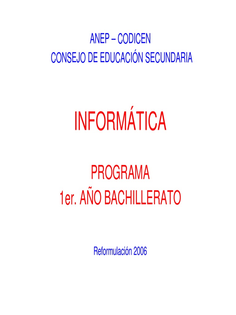 Informatica | PDF | Aprendizaje | Plan de estudios