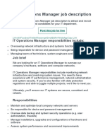 JD - IT Operations Manager Job