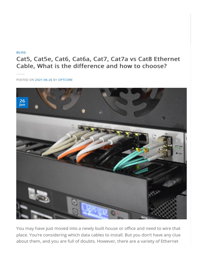Cat5, Cat5e, Cat6, Cat6a, Cat7, Cat7a Vs Cat8 Cable, What Is