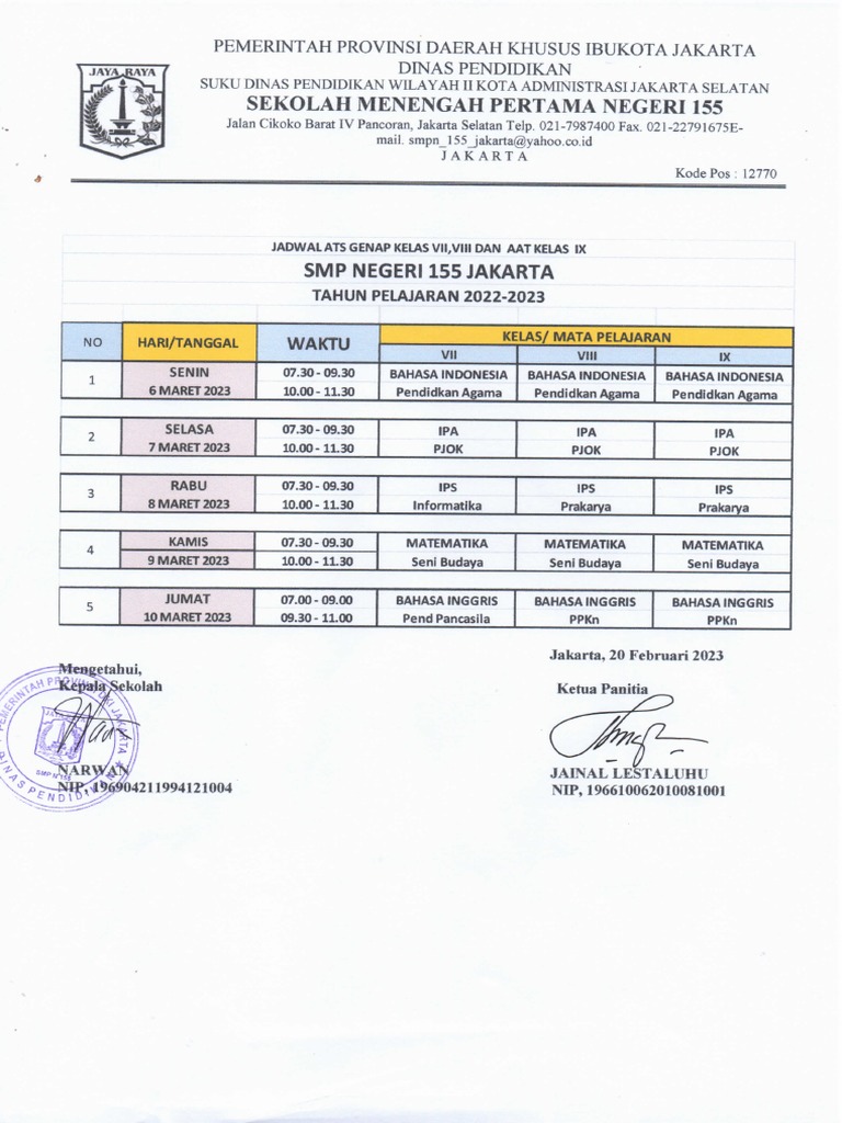 Jadwal Ats Dan Aat 20222023 Pdf