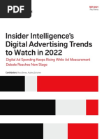 Emarketer - Insider - Intelligences - Digital - Advertising - Trends - To - Watch - in - 2022 - Emarketer PDF