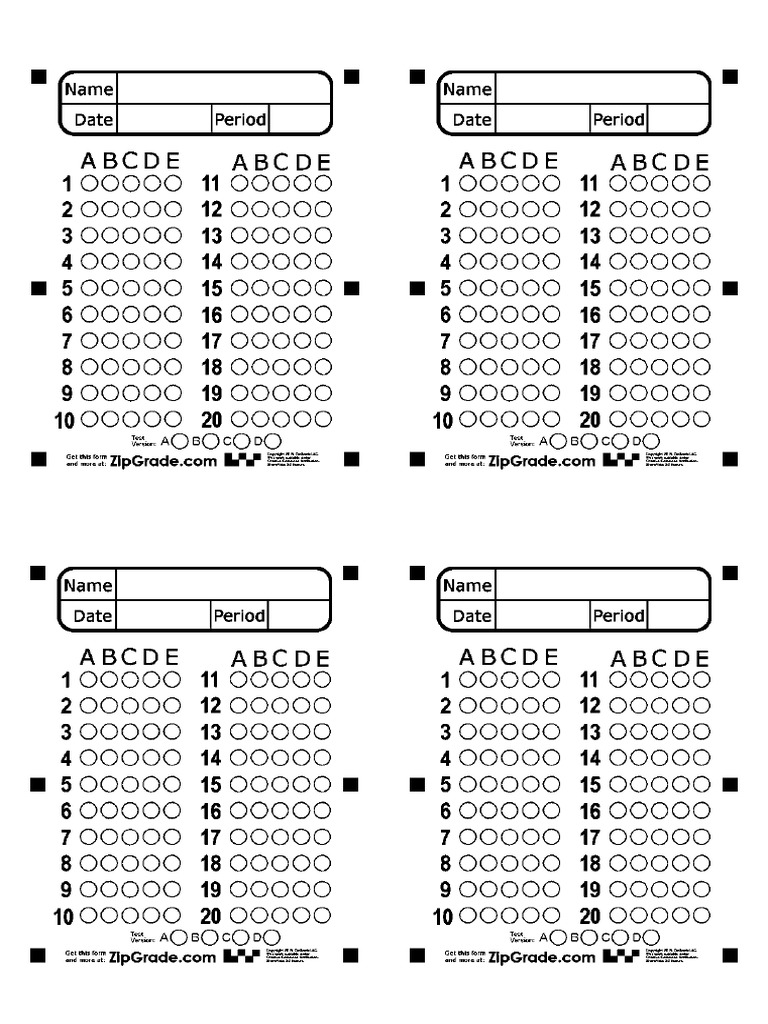 Answer Sheet For Quizes | PDF