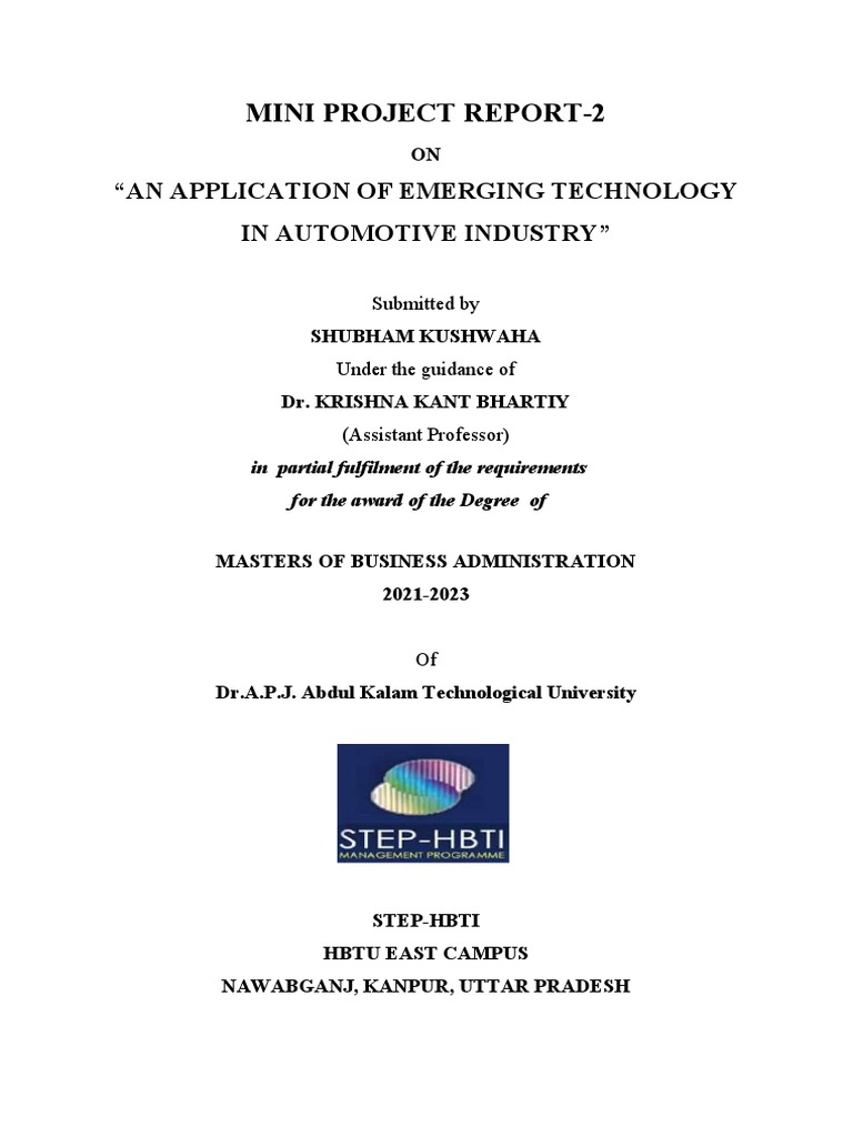 Mini Project 2 Shubham Kushwaha PDF | PDF | Car | Automotive Industry