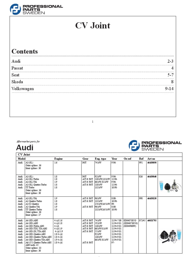 1511 Vag CV Joint PDF Volkswagen Audi
