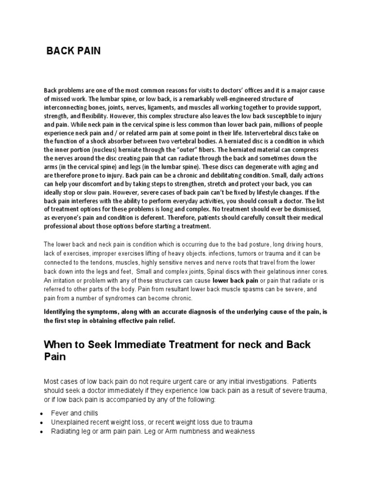 Back Pain | PDF | Back Pain | Low Back Pain