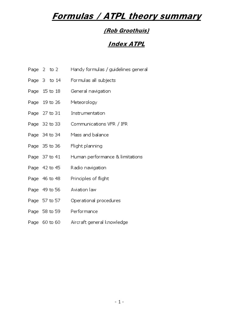 ATPL Formulas and Flight Planning Guide | PDF | Troposphere ...