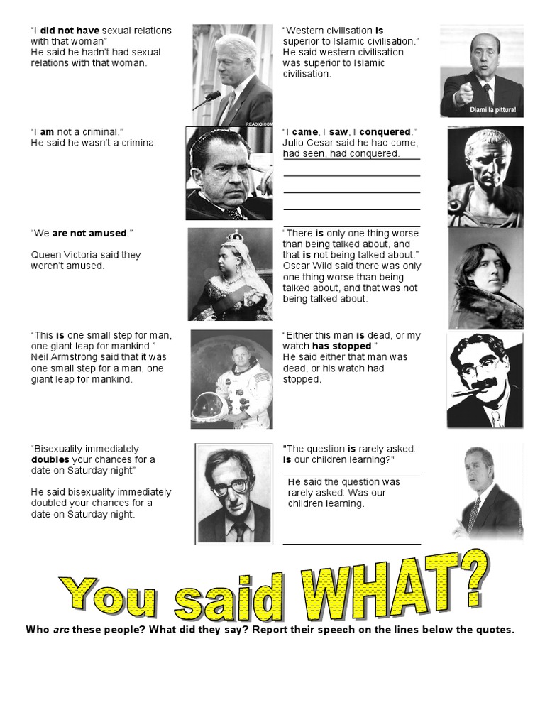 reported speech famous quotes pdf