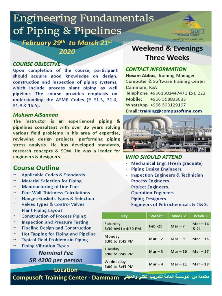 Piping & Pipeline Engineering Course | PDF | Engineer | Pipe (Fluid ...
