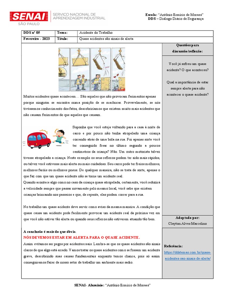 DDS 05 - Quase Acidentes São Sinais de Alerta PDF | PDF