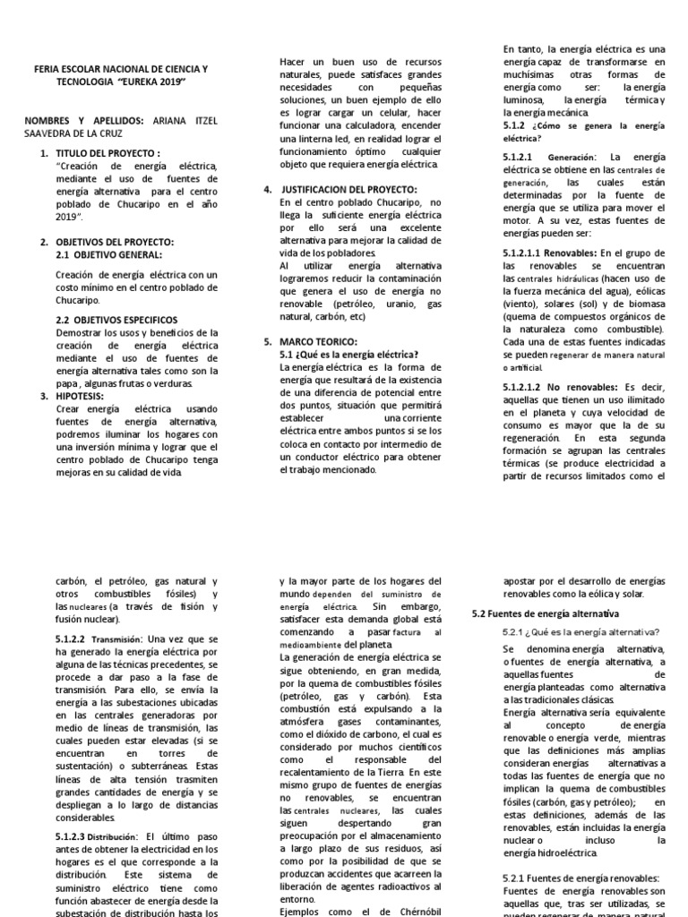 Feria Escolar Nacional de Ciencia y Tecnologia | PDF | Energía ...