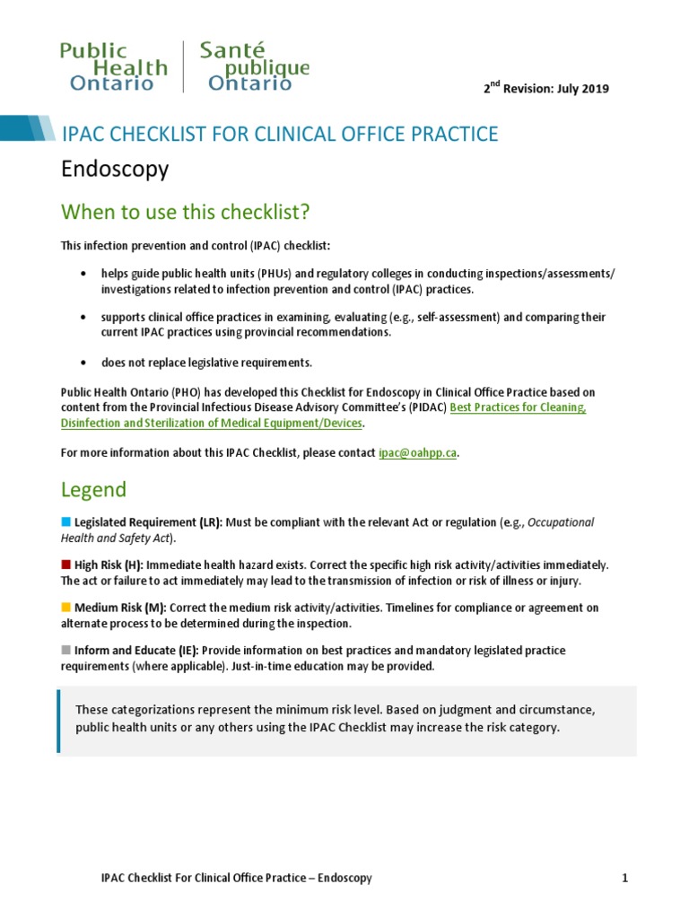 Checklist Clinical Office Endos PDF | PDF | Personal Protective ...
