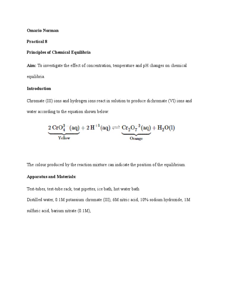 Chem Lab 8 PDF Chemical Equilibrium Chemical Reactions