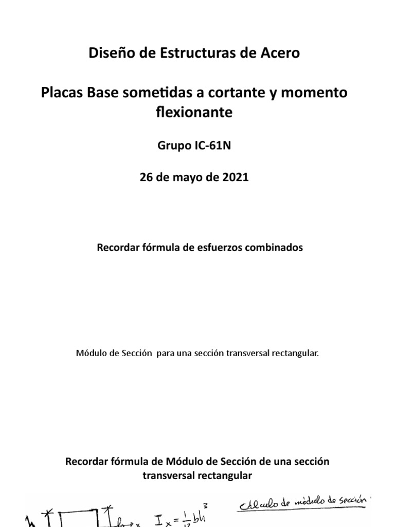 Presentación Placas Base Sometidas A Axial, Cortante y Momento ...