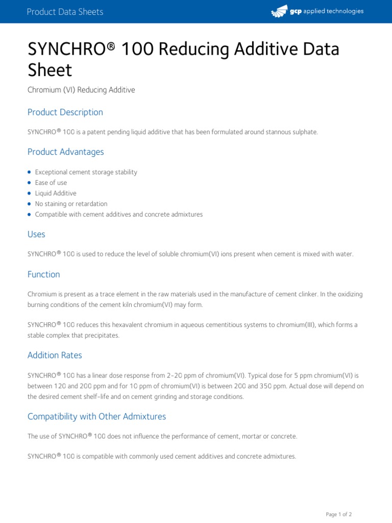 GCPAT Synchro 100 Reducing Additive Us 3426 Download Free PDF