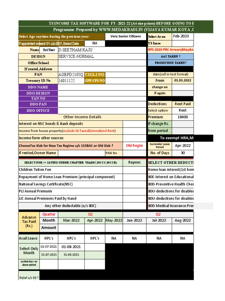 TS IT FY 2022-23 Income Tax Software 16.11.2022. | PDF | Money 