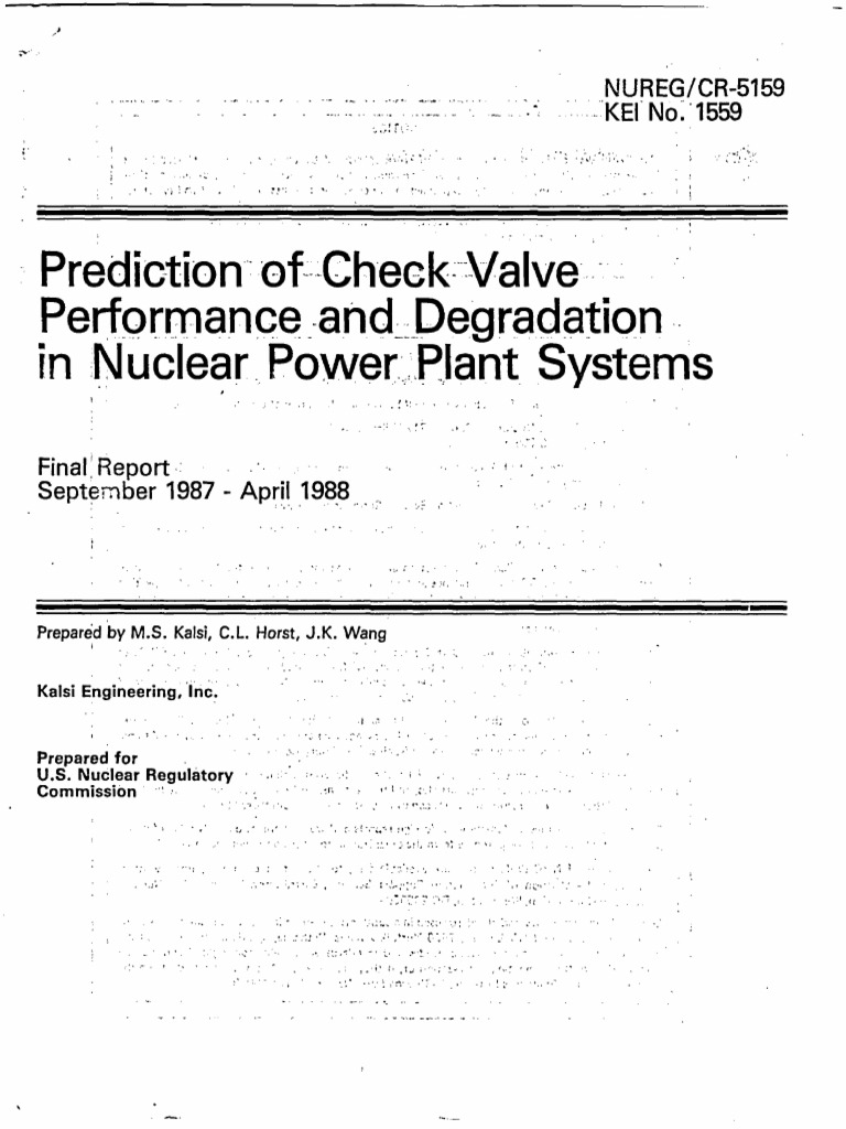 Clearway Check Valve Study PDF Nuclear Regulatory Commission Valve