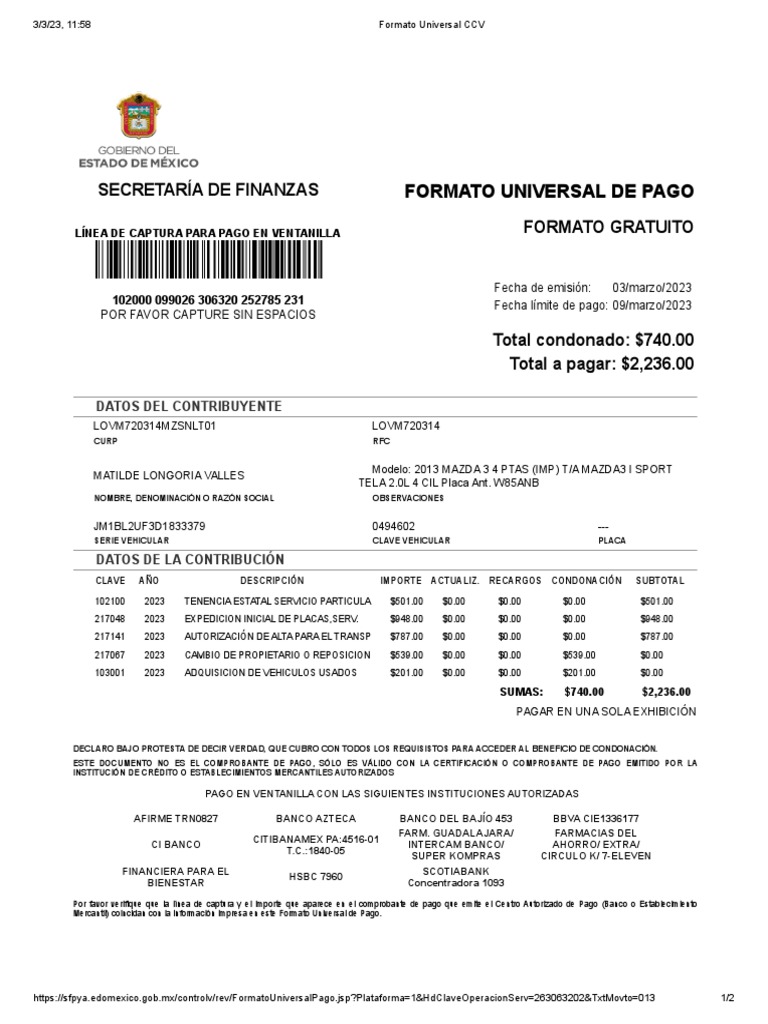 Pago Mazda | PDF | Bancos | Finanzas personales