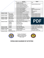 Wvraa 2020 Calendar of Activities