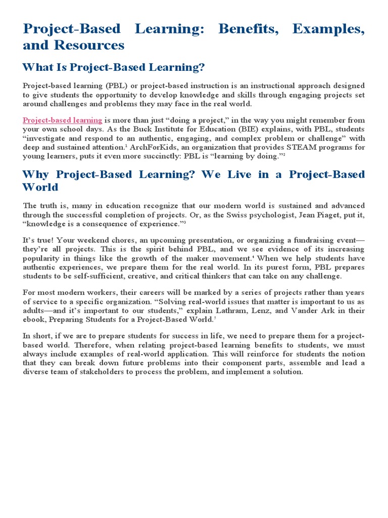 Project Based Learning | PDF | Project Based Learning | Learning