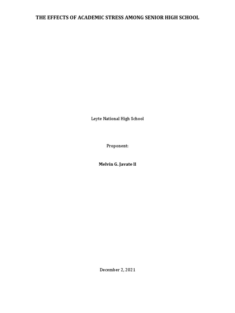 Academic Stress in Senior High Students | PDF | Stress (Biology ...