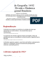 Aula de Geografia - Divisão e Dinâmica Regional Brasileira