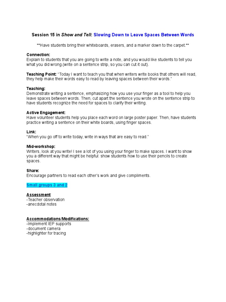 Teaching Word Spacing in Writing | PDF