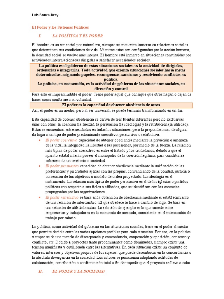 El Poder y los Sistemas Políticos. Resumen | PDF | Estratificación ...