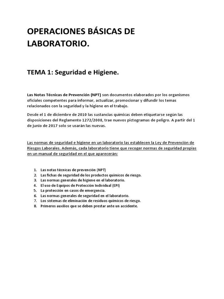 Resumen Operaciones Basicas De Laboratorio Pdf Destilación Lente