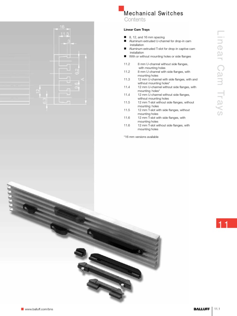 BNS 138 Slot Cam Tray Specifications | PDF | Screw | Switch