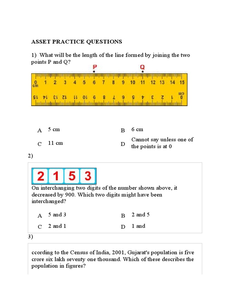 ASSET PRACTICE QUESTIONS SOLVED | PDF | Elementary Mathematics