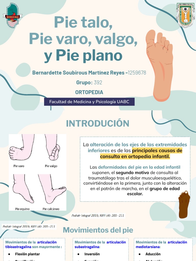 Pie Talo, Pie Varo, Valgo, y Pie Plano PDF Pie Tobillo