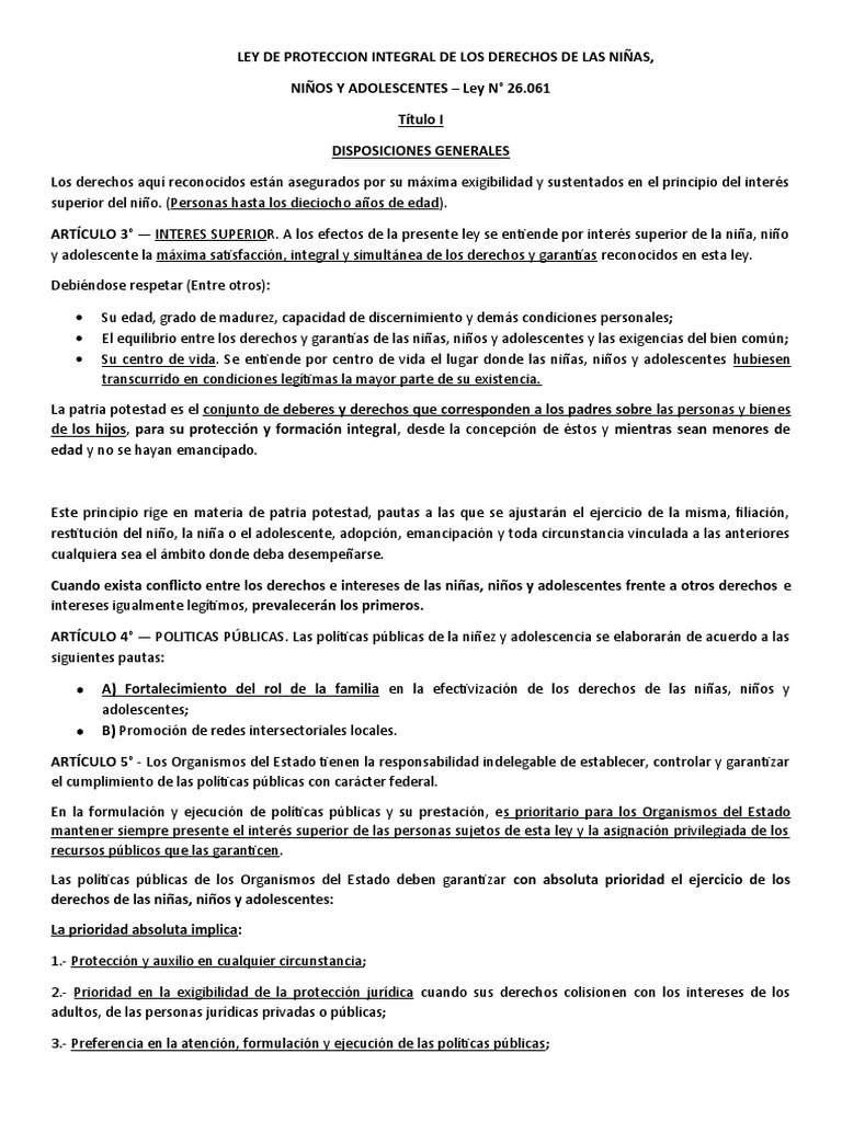 Ley de Protección Integral de los Derechos de las Niñas, Niños y ...