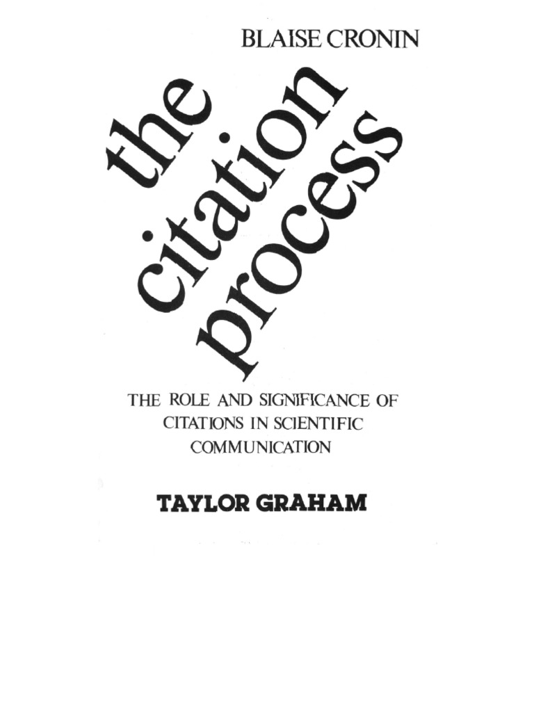 The Citation Process by Blaise Cronin PDF | PDF | Science | Sociology