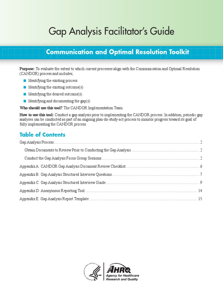Gap Analysis Facilitator's Guide PDF Patient Safety Focus Group