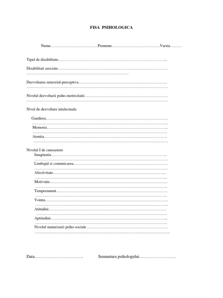 2007 Fisa Psihologica | PDF
