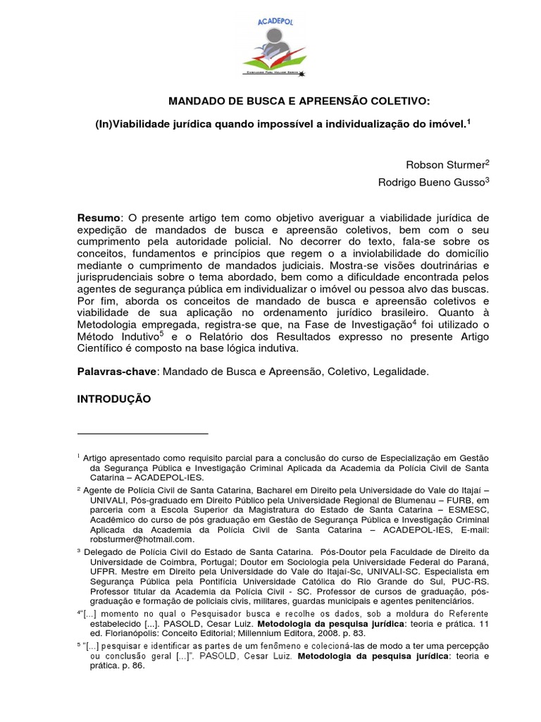 Mandado de Busca e Apreensao Coletivo Robson Sturmer | PDF ...