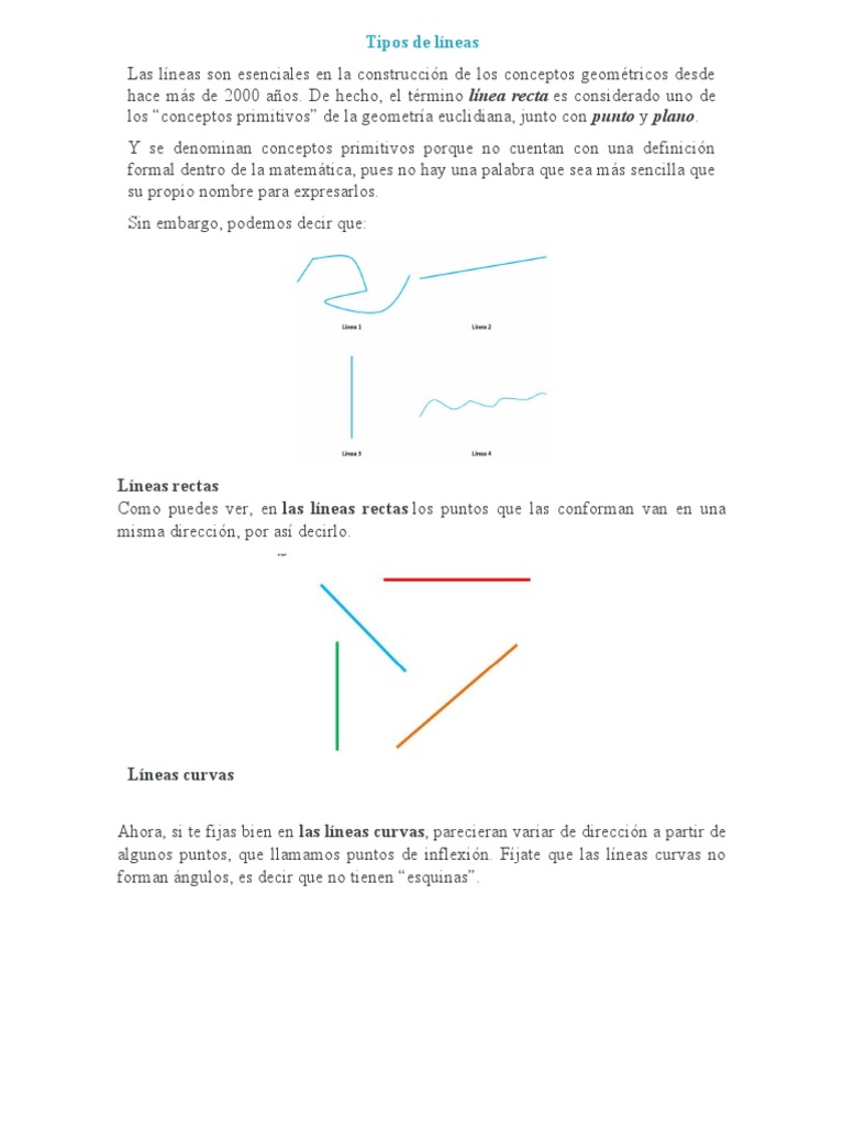 Conceptos Básicos de Líneas Geométricas | PDF | Métodos y materiales de ...