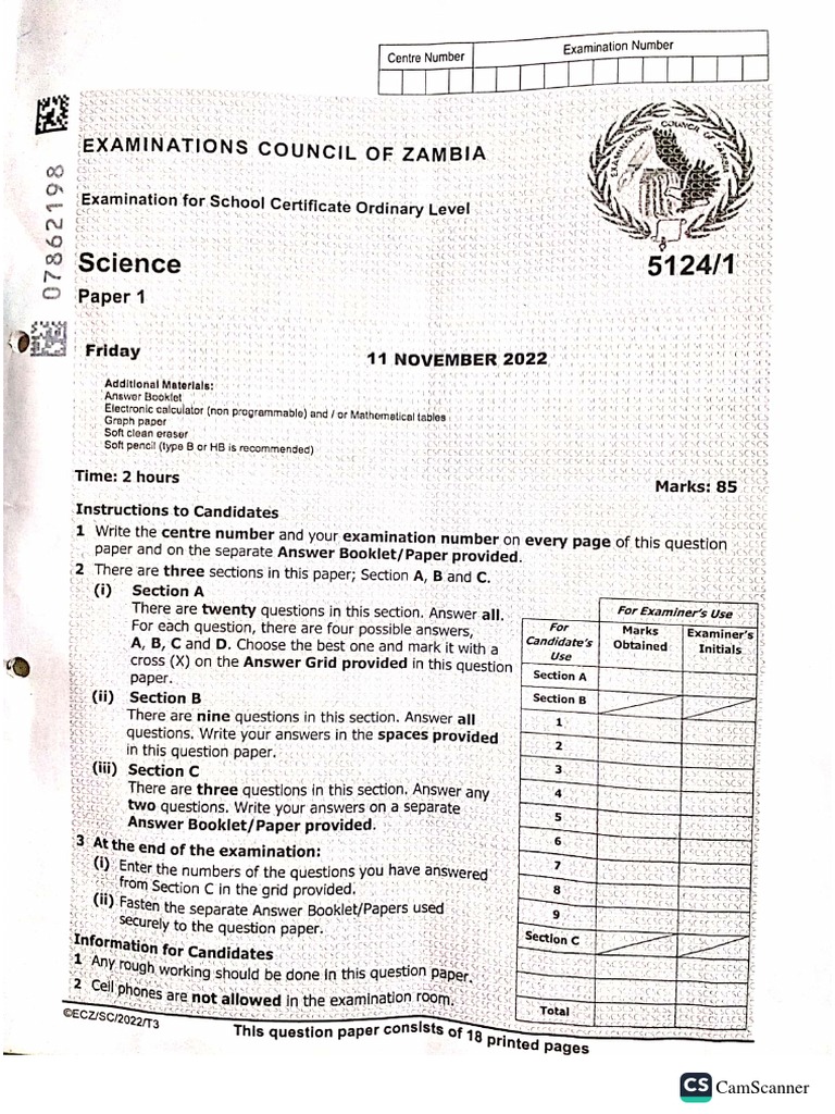 Science Paper 1 2022 PDF PDF