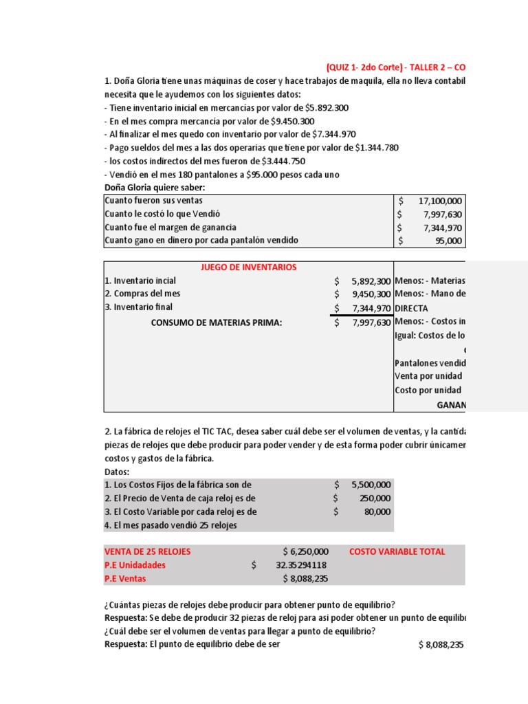 Análisis de Costos y Ventas en Empresas | PDF | Costo | Inventario