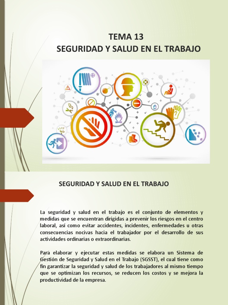 TEMA 13 Seguridad y Salud en El Trabajo | PDF | Seguridad y salud ...