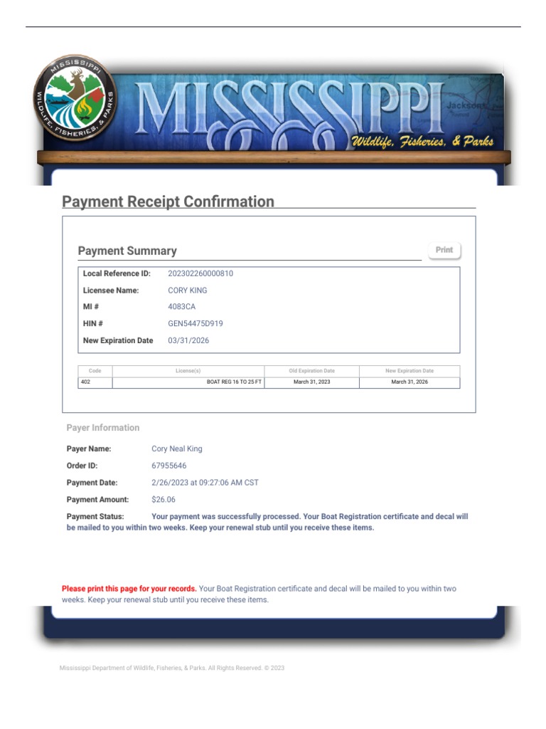Mississippi Department of Wildlife, Fisheries, & Parks _ Renew Boat ...
