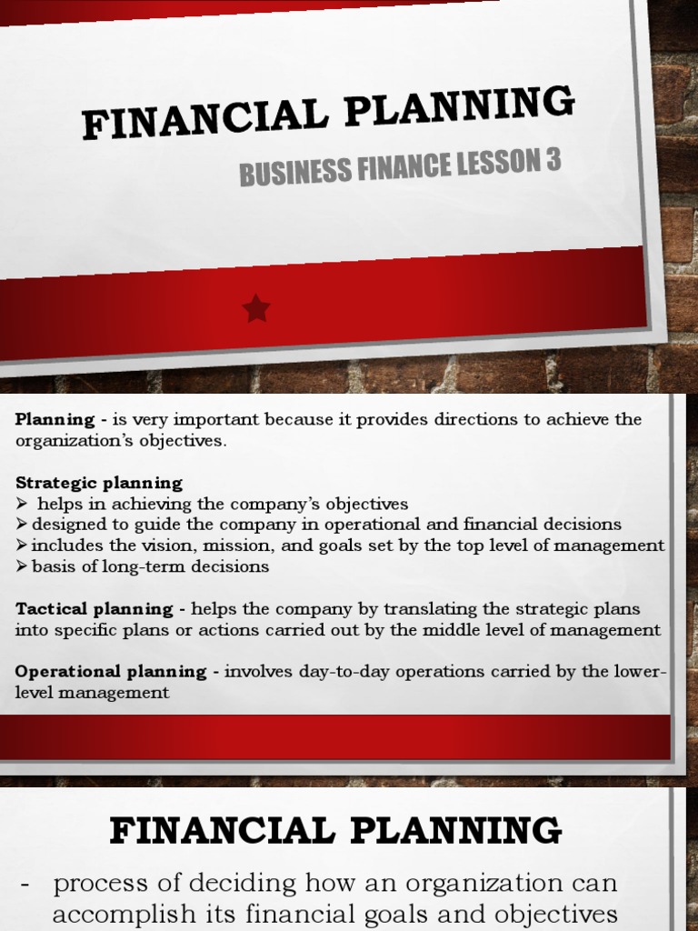 Lesson 3 Financial Planning PDF PDF Goal Financial Plan